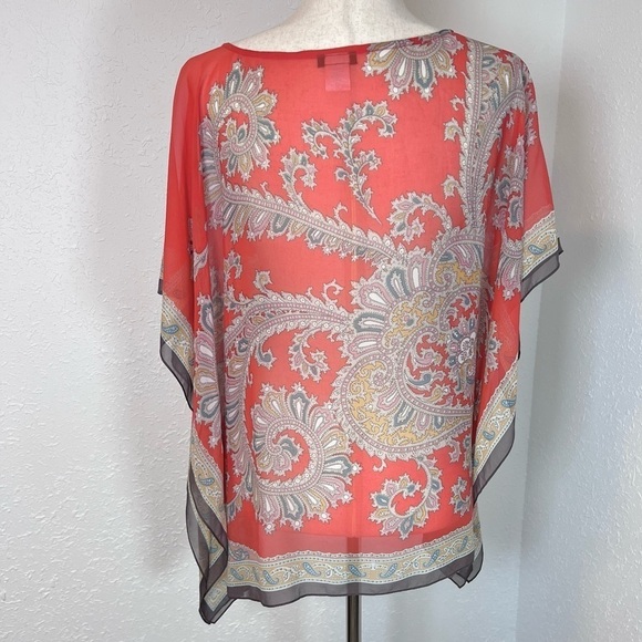 Talbots 100% Silk Handkerchief Print Blouse - Picture 3 of 6
